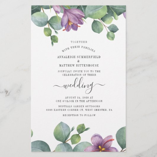 Botanische Eucalyptus Greenery Weddenschap Briefpapier (Voorkant)