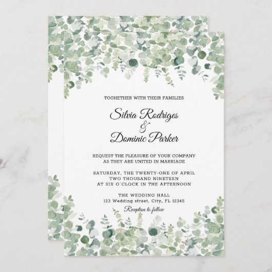 Botanische Eucalyptus Greenery Weddenschap Kaart (Voorkant / Achterkant)