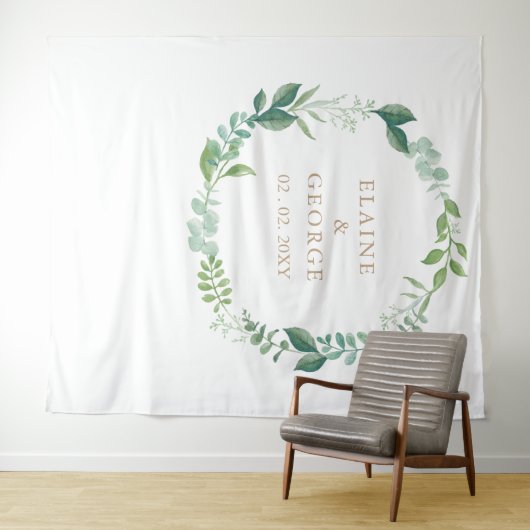 Botanische Eucalyptus Greenery Wedding Backdrop Wandkleed (In Situ (horizontaal))