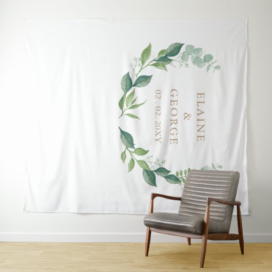 Botanische Eucalyptus Greenery Wedding Backdrop Wandkleed (In Situ (horizontaal))