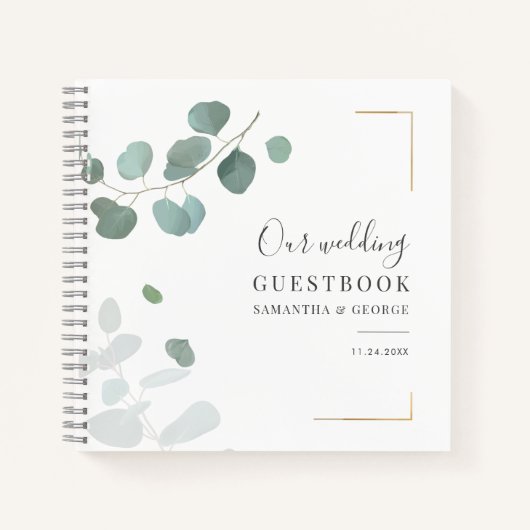 Botanische Eucalyptus Greenery Wedding Guest Book Notitieboek (Voorkant)