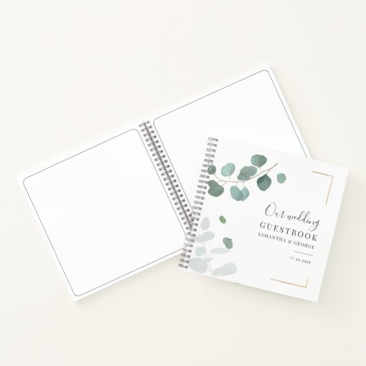 Botanische Eucalyptus Greenery Wedding Guest Book Notitieboek (Binnen)