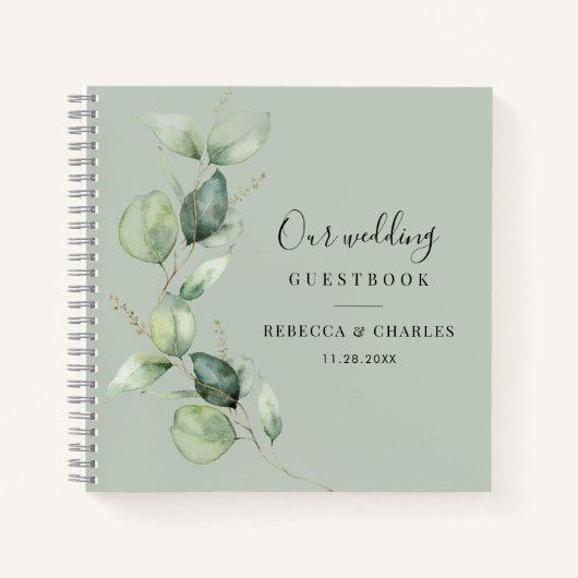 Botanische Eucalyptus Greenery Wedding Guest Book Notitieboek (Voorkant)