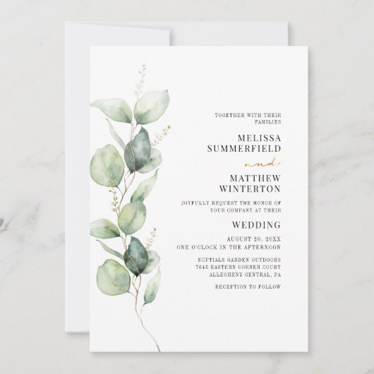Botanische Eucalyptus Greenery Wedding Kaart (Voorkant)