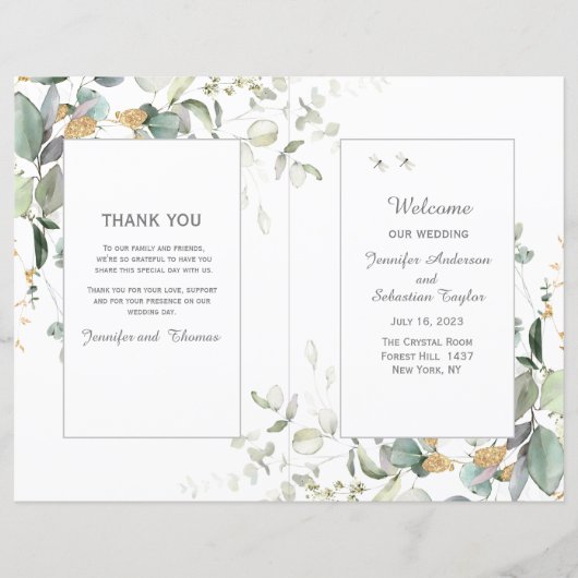 Botanische Eucalyptus Greenery Wedding Program (Voorkant)