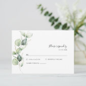 Botanische Eucalyptus Greenery Wedding RSVP Kaartje (Staand voorkant)