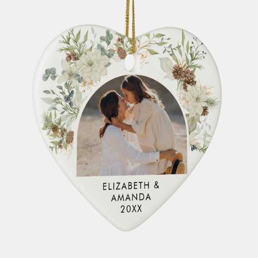 Botanische eucalyptus groen 2023 Kerstmis Keramisch Ornament (Rechts)