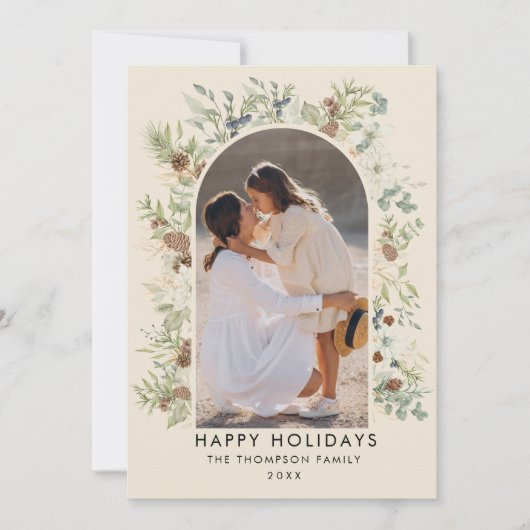 Botanische eucalyptus groen aangepaste kerst feestdagenkaart (Voorkant)