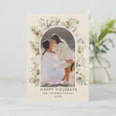 Botanische eucalyptus groen aangepaste kerst feestdagenkaart (Staand voorkant)