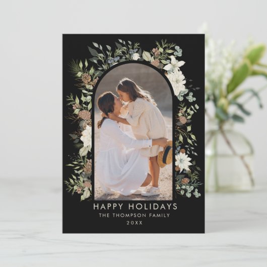 Botanische eucalyptus groen aangepaste kerst feestdagenkaart (Staand voorkant)