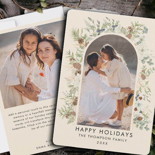 Botanische eucalyptus groen aangepaste kerst feestdagenkaart