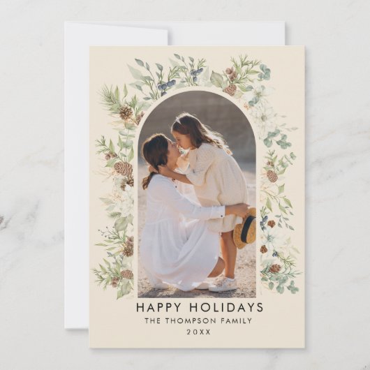 Botanische eucalyptus groen aangepaste kerst feestdagenkaart (Voorkant)