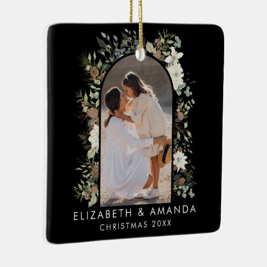 Botanische eucalyptus groen aangepaste kerst keramisch ornament (Rechts)