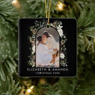 Botanische eucalyptus groen aangepaste kerst keramisch ornament