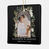 Botanische eucalyptus groen aangepaste kerst keramisch ornament (Links)