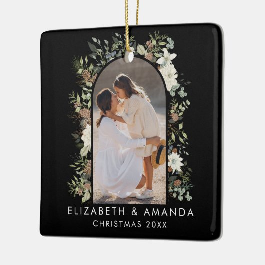 Botanische eucalyptus groen aangepaste kerst keramisch ornament (Links)