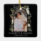 Botanische eucalyptus groen aangepaste kerst keramisch ornament (Voorkant)