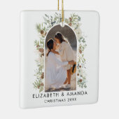 Botanische eucalyptus groen aangepaste kerst keramisch ornament (Rechts)