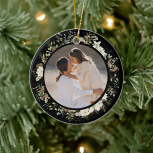 Botanische eucalyptus groen aangepaste kerst keramisch ornament