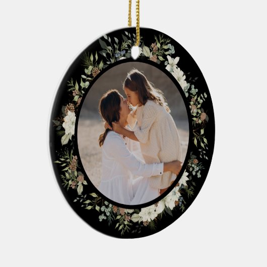 Botanische eucalyptus groen aangepaste kerst keramisch ornament (Rechts)