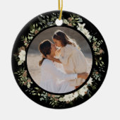 Botanische eucalyptus groen aangepaste kerst keramisch ornament (Voorkant)