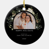 Botanische eucalyptus groen aangepaste kerst keramisch ornament (Achterkant)