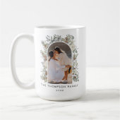 Botanische eucalyptus groen aangepaste kerst koffiemok (Links)