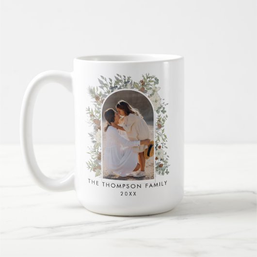 Botanische eucalyptus groen aangepaste kerst koffiemok (Links)