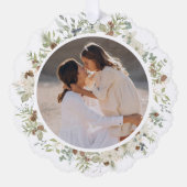 Botanische eucalyptus groen aangepaste kerst ornament kaart (Voorkant)