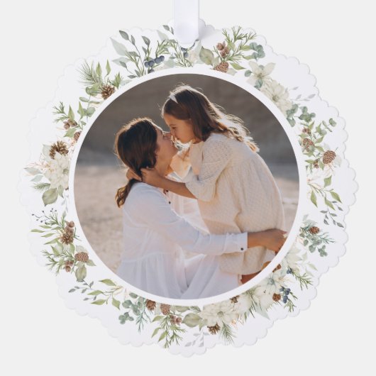 Botanische eucalyptus groen aangepaste kerst ornament kaart (Voorkant)