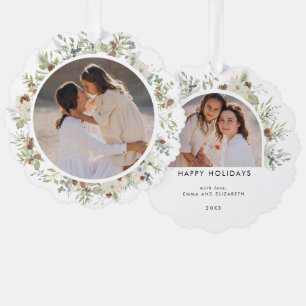 Botanische eucalyptus groen aangepaste kerst ornament kaart