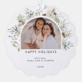 Botanische eucalyptus groen aangepaste kerst ornament kaart (Achterkant)