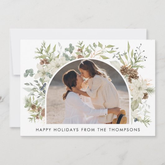 Botanische Eucalyptus Groen Aangepaste Kerstmis Feestdagenkaart (Voorkant)