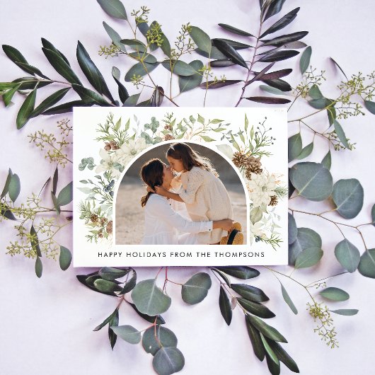 Botanische Eucalyptus Groen Aangepaste Kerstmis Feestdagenkaart