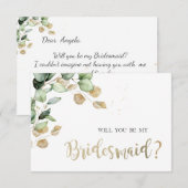 Botanische eucalyptus groen bruidsmeisje Kaart (Voorkant / Achterkant)