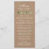 Botanische eucalyptus groen bruiloft kraft menu (Voorkant)
