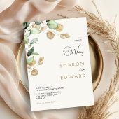 Botanische Eucalyptus groen en gouden bruiloft fot Kaart