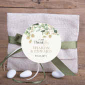 Botanische eucalyptus groen en gouden bruiloft ronde sticker