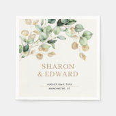Botanische Eucalyptus groen en gouden chique bruil Servet (Voorkant)