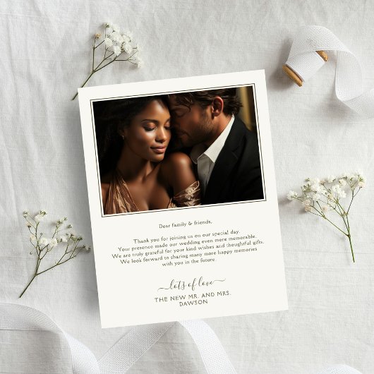 Botanische Eucalyptus groen en gouden foto bruilof Bedankkaart