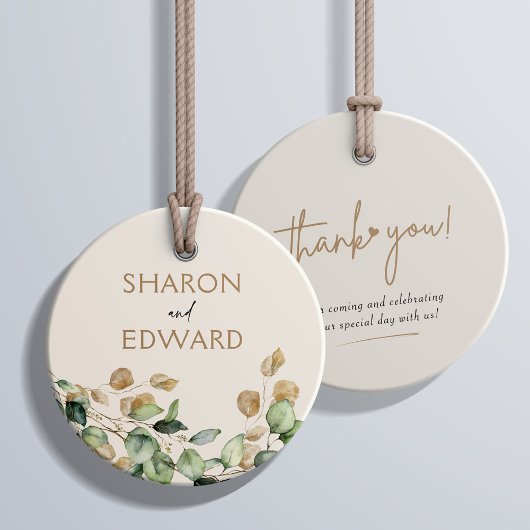 Botanische eucalyptus groen gepersonaliseerde brui bedankjes labels