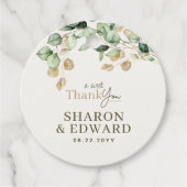 Botanische eucalyptus groen gouden bruiloft Dank u Bedankjes Labels (Voorkant)