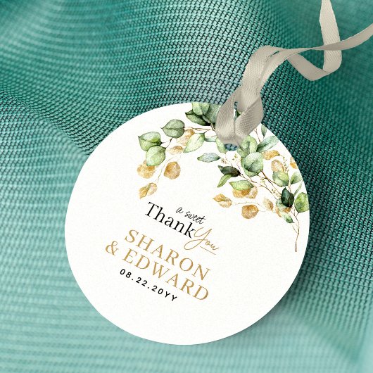 Botanische eucalyptus groen gouden bruiloft Dank u Bedankjes Labels