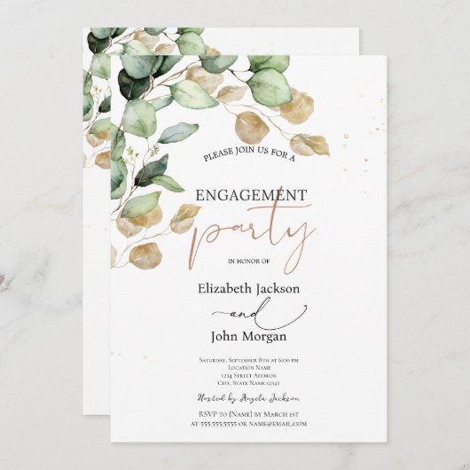 Botanische eucalyptus groen Verloving Kaart (Voorkant / Achterkant)