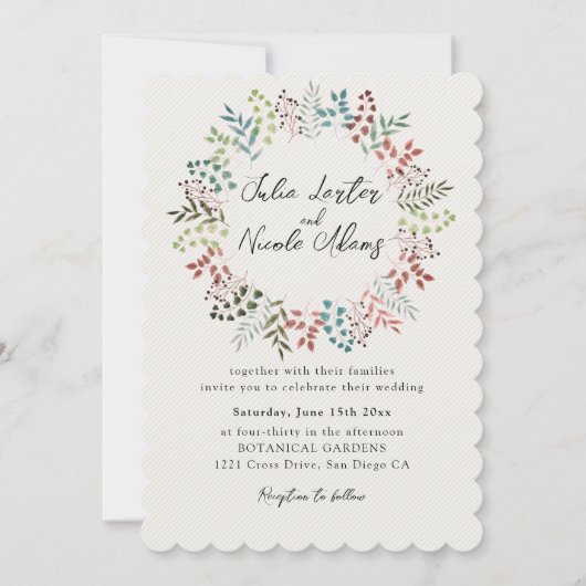 Botanische Eucalyptus Groene Bladeren Krans Trouwe Kaart (Voorkant)