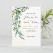 Botanische Eucalyptus Groene Bladeren Krans Trouwe Kaart (Staand voorkant)