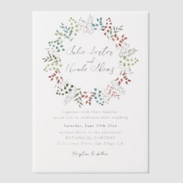 Botanische Eucalyptus Groene Bladeren Krans Trouwe Vellum Uitnodigingen