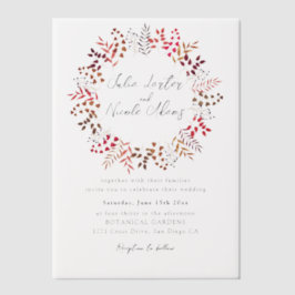 Botanische Eucalyptus Groene Bladeren Krans Trouwe Vellum Uitnodigingen