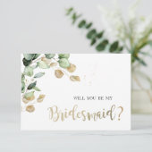 Botanische Eucalyptus Groene Bruidsmeisje Kaart (Staand voorkant)