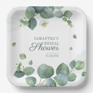 Botanische Eucalyptus Groene Bruiloft Feest Papieren Bordje